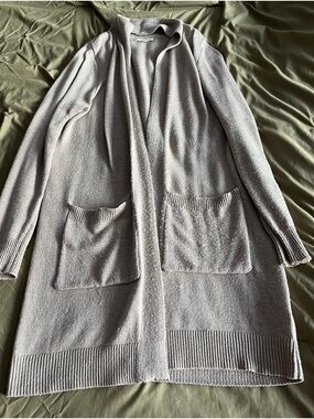 Z Supply Light Taupe Open-Front Long Cardigan with Pockets